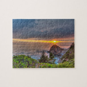 Puzzle Coucher du soleil de côte de l'Orégon