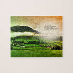 Puzzle Coucher du soleil de vers de bible de montagnes de