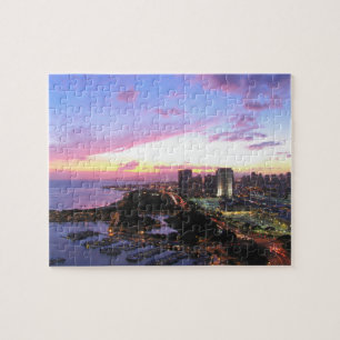 Puzzle Coucher du soleil d'Hawaï de paysage urbain de