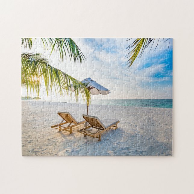 Puzzle Coucher du soleil extraordinaire de plage (Horizontal)