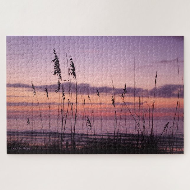 Puzzle Coucher du soleil pourpre sur la plage (Horizontal)