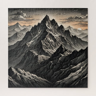 Puzzle Coucher du soleil sur les oeuvres d'art de la mont