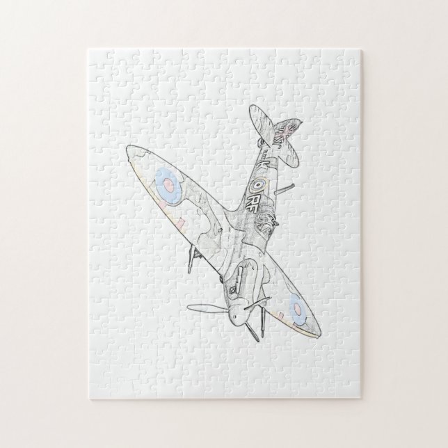 Puzzle Couleur de l'avion de chasse Spitfire 2ÈME GUERRE  (Vertical)