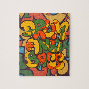 Puzzle couleur de reggae de tambour et de basse - logo,