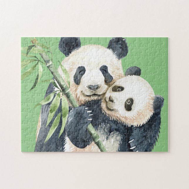 Puzzle Couleur d'eau douce Panda Bear & Baby (Horizontal)