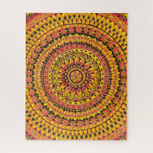 Puzzle Couleur Orange Mandala Art Original Difficile