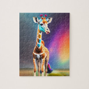 Puzzle Couleurs Arc-en-ciel coloré mignon Giraffe