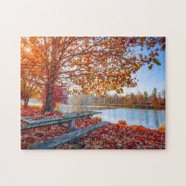 Puzzle Couleurs d'automne sur le paysage du lac (Horizontal)