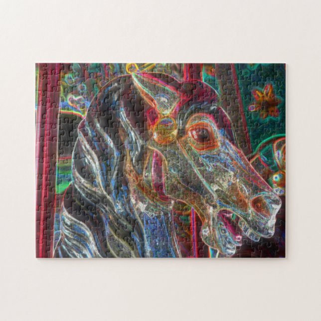 Puzzle Couleurs électriques Fiery Steed Carousel Horse Ar (Horizontal)