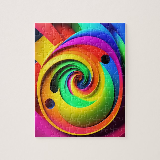 Puzzle Couleurs spirale couleur 3D Abstrait géométrique (Vertical)