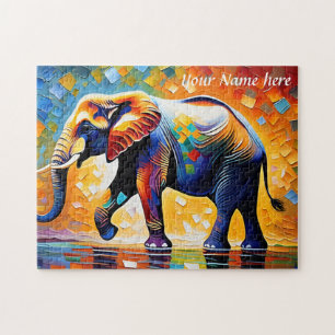 Puzzle Couleurs vives de l'éléphant majestueux