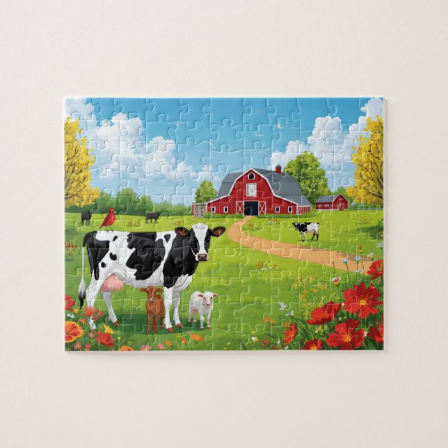 Puzzle Country Farm Animals with Barn Landscape (Horizontal)