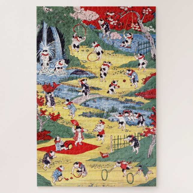 Puzzle Country japonaise Cats, Utagawa Kunitoshi (Vertical)