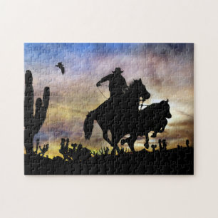 Puzzle Country Western Cowboy Roping Steer