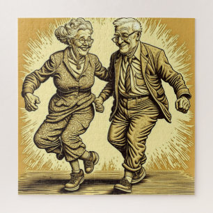 Puzzle Couple âgé mignon dansant