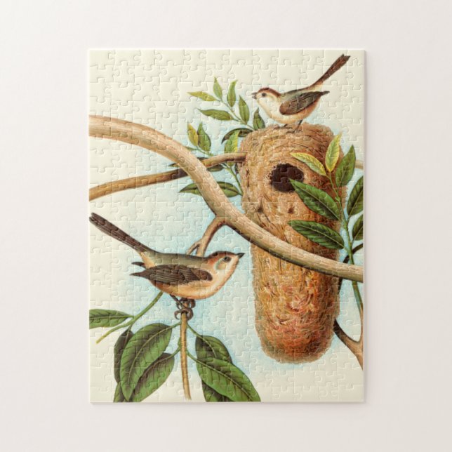 Puzzle Couple d'oiseaux sur un nid perché sur une branche (Vertical)