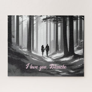 Puzzle Couple Flèche Vers Le Bas Du Chemin De Forêt