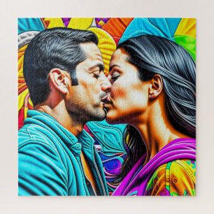 Puzzle Couple hispanique s'embrassant d'amour  