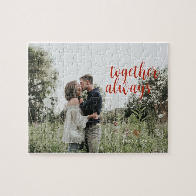 Puzzle Couples Mariés Amoureux Photo moderne personnalisé (Horizontal)
