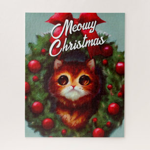 Puzzle Couronne de Noël avec un joli petit chaton Fête te