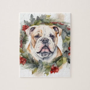 Puzzle Couronne de Noël Bulldog Chien de fête