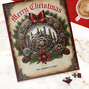 Puzzle Couronne de Noël Rouages Bougies Steampunk Personn