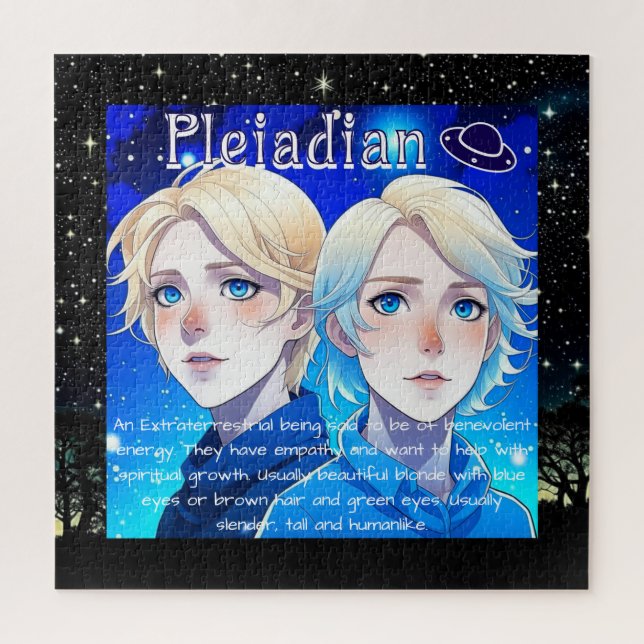 Puzzle Course d'Aliens pleiadiens avec étoiles et ovnis (Vertical)