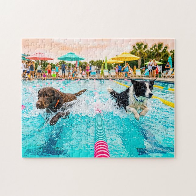 Puzzle Course de natation pour chiens (Horizontal)