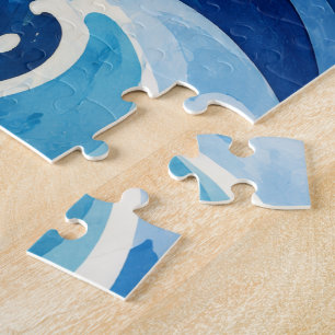 Puzzle Coussin de jet abstrait Vagues de l'océan bleu Aqu