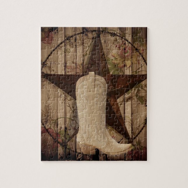 Puzzle Cow-girl en bois de pays occidental d'étoile de (Vertical)