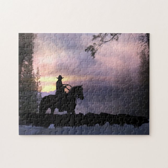 Puzzle Cowboy et Cattle Winter Drive (Horizontal)