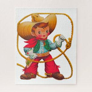Puzzle Cowboy Retro Boy Child Cute Western