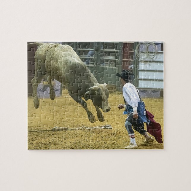 Puzzle Cowboy Rodeo Clown Bull Distraire Les Sports Occid (Horizontal)