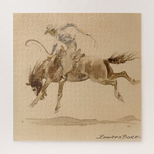 Puzzle Cowboy sur un cheval qui se cabre par Edward Borei