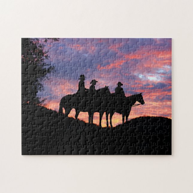 Puzzle Cowboys Horses and Sunset (Horizontal)
