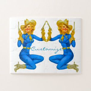 Puzzle Cowgirl pin-up tenant d'un pistolet Thunder_Cove