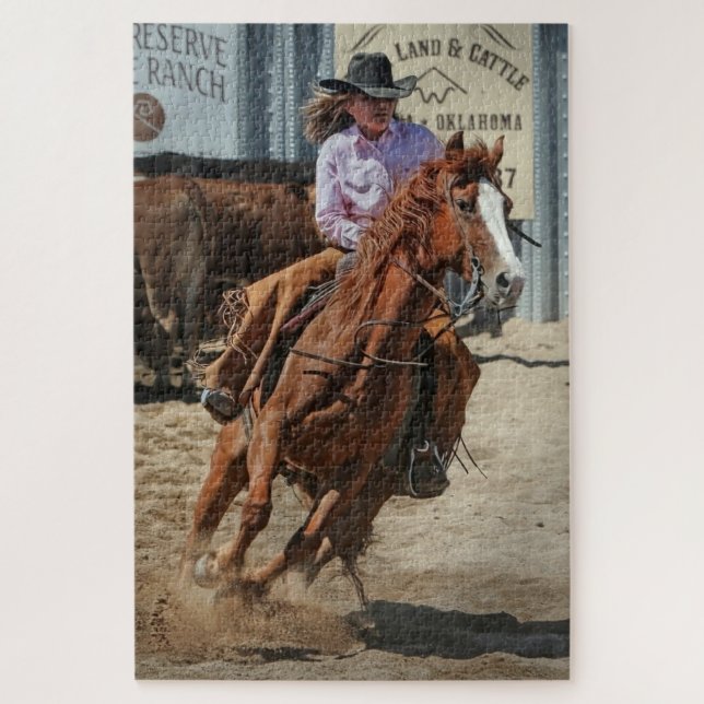 Puzzle Cowgirl Rodeo Horseback Ride Western Sports (Vertical)