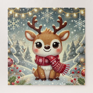 Puzzle Cozy Christmas Reindeer in a Winter Wonderland