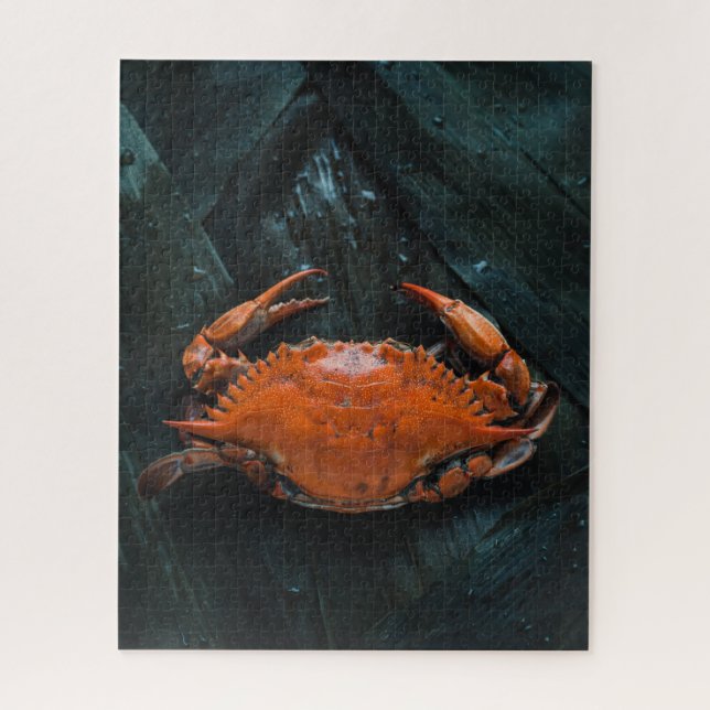 Puzzle Crabe molle sur Feuilles sombres (Vertical)