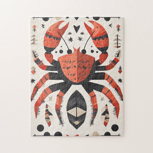 Puzzle Crabe rouge géométrique (Vertical)