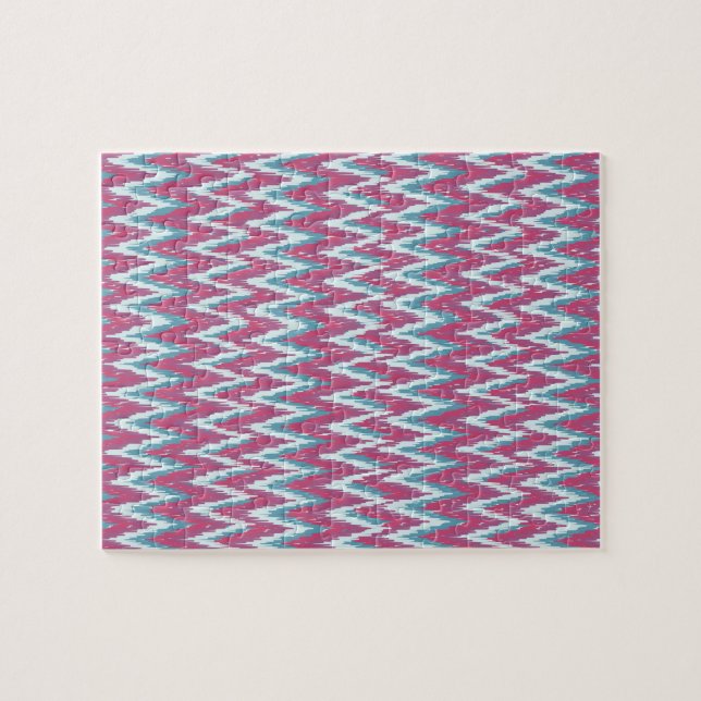 Puzzle Cranberry et Turquoise Motif iKat ZigZag (Horizontal)