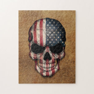 Puzzle Crâne âgé et utilisé de drapeau américain