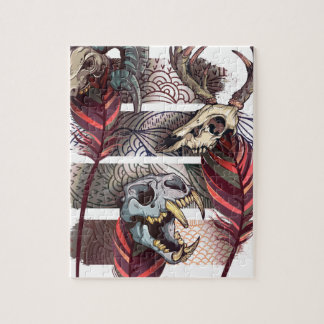 Puzzle Crâne animal de squelette de malédiction d'horreur