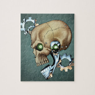 Puzzle Crâne étranger de robot de l'avenir en chrome + 