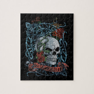 Puzzle Crâne squelettique sauvage et librement rose