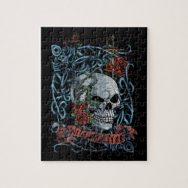 Puzzle Crâne squelettique sauvage et librement rose (Vertical)