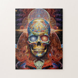 Puzzle Crâne surréaliste Art visionnaire coloré