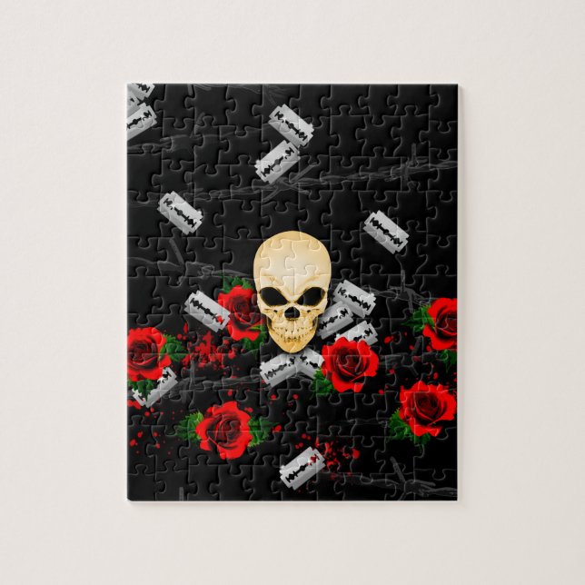 Puzzle Crâne Thématique Punk Et Noir Rose (Vertical)