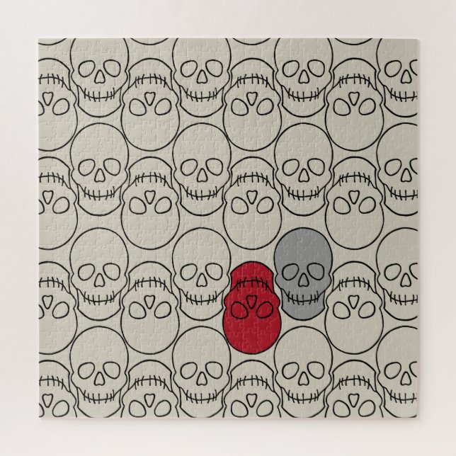 Puzzle Crânes - Bone White et Bat Black (Vertical)