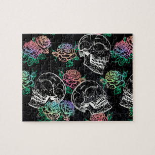 Puzzle Crânes et Roses Ombre   Gothique Glam Pastel Grung